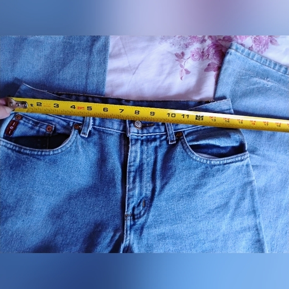 VINTAGE l.e.i. Flare Leg Denim Blue Jeans SIZE 5 • AUTHENTIC VINTAGE from 1990's - Picture 9 of 12
